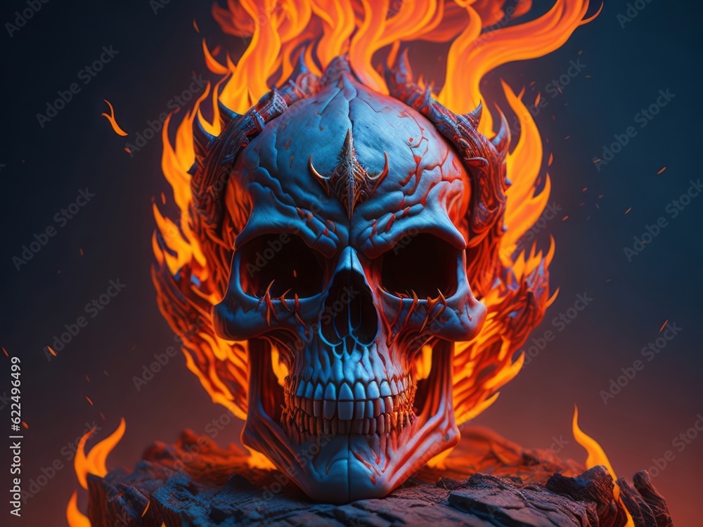 Flaming demon skull. Generative AI
Flaming demon skull. Generative AI