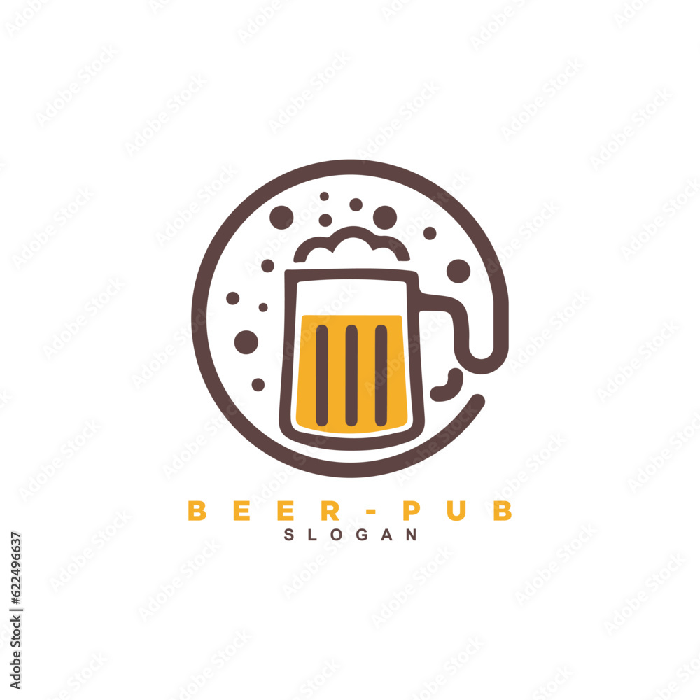 Creative circle soda beer pub craft logo design vector Creative circle soda beer pub craft logo design vector