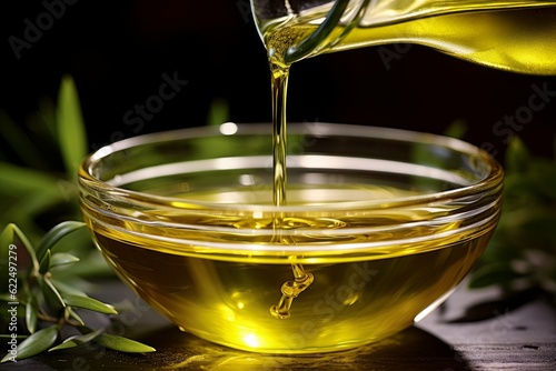 The moment olive oil is poured into a glass bowl 