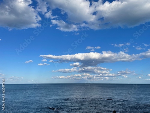 Gyungju Gampo Beach East Sea full of blue sky and white clouds photo