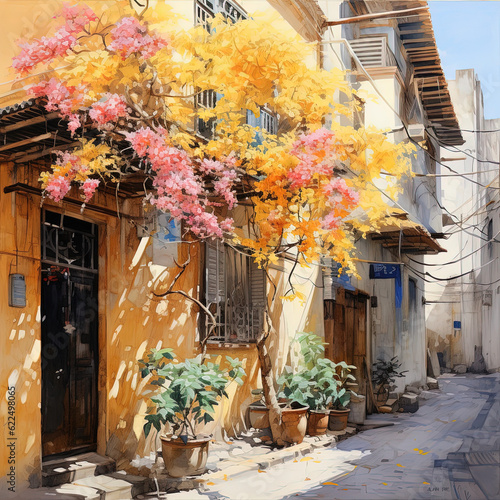Painting of beautiful streets in Vietnam