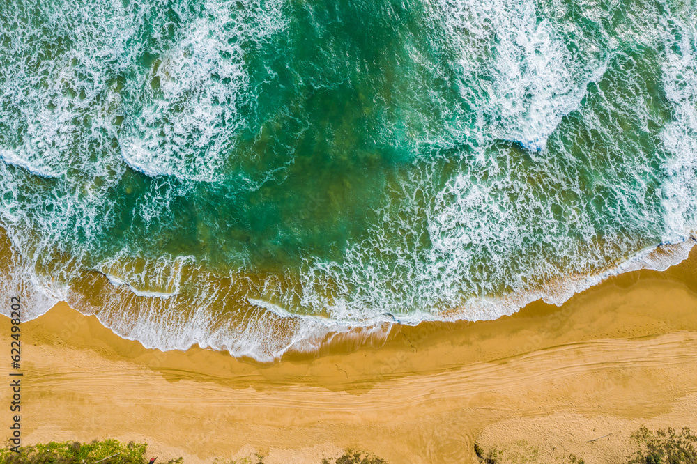 Drones take aerial photos of waves crashing on the beach in Haitang Bay, Sanya, Hainan province Drones take aerial photos of waves crashing on the beach in Haitang Bay, Sanya, Hainan province