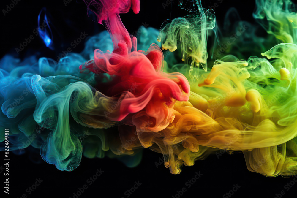 Fototapeta premium Rainbow smoke on black background 
