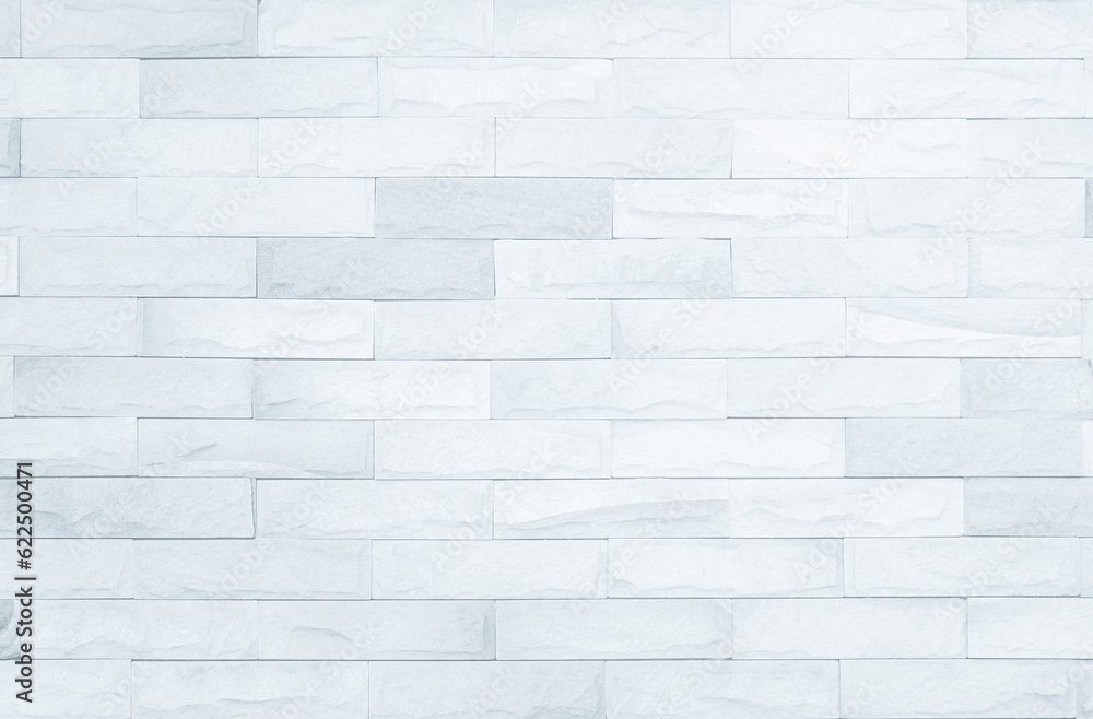 White grunge brick wall texture background for stone tile block painted in grey light color wallpaper modern interior and exterior and room backdrop design.