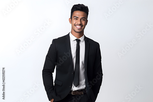 A handsome charming South East Asian Businessman, Malaysian, Indonesian in suit and tie photo