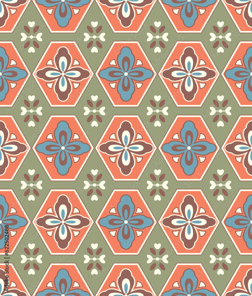 Japanese Flower Hexagon Diamond Vector Seamless Pattern Japanese Flower Hexagon Diamond Vector Seamless Pattern