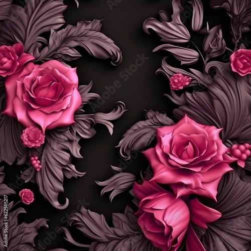 roses on black background pattern Greetins Cards Generative Ai