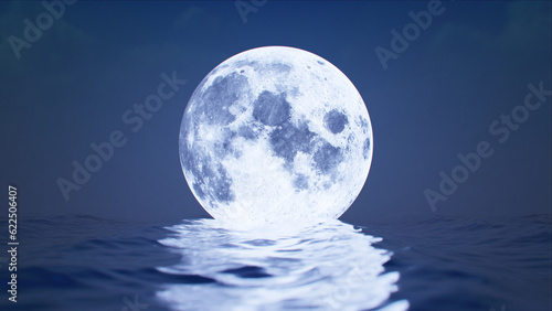 Moon Floating in the Ocean