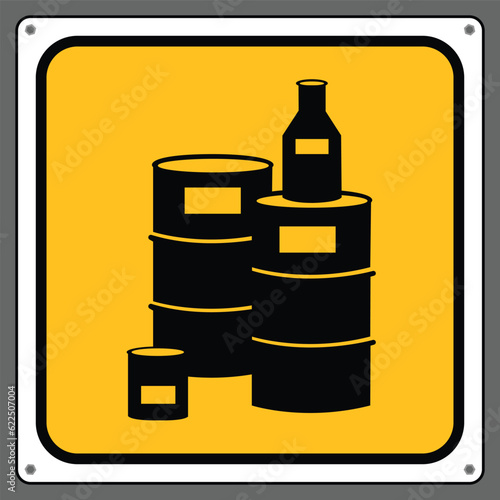 Chemical storage room.chemical storage area. Caution sign