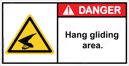 Glider sports. hang gliding area.Danger sign