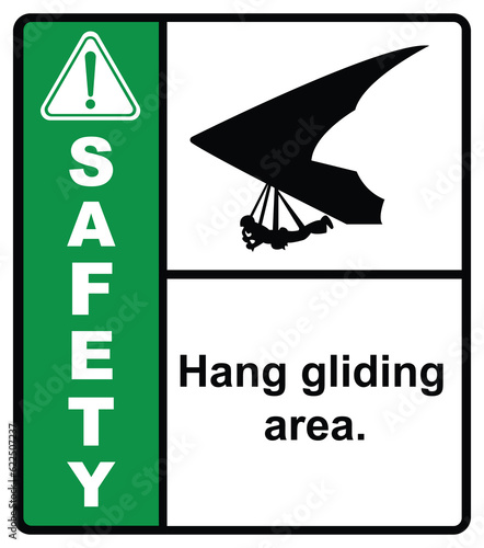 Glider sports. hang gliding area.Safety sign