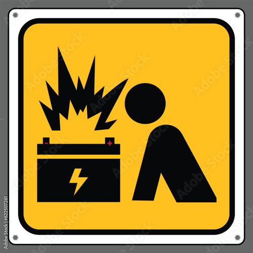 Do not approach the ARC flash battery.Caution Sign.