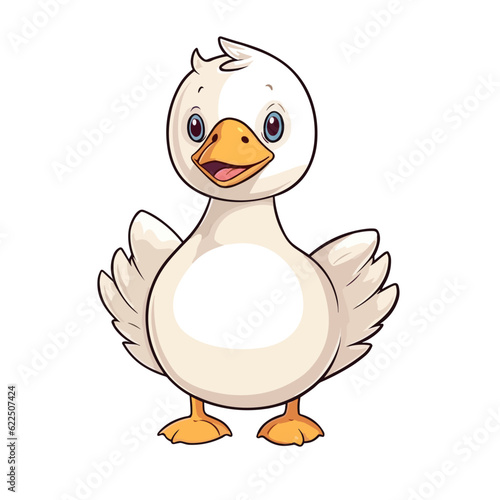 Cute Goose Cartoon Character: Perfect for Children's Farm-themed Designs and Nature-inspired Creations