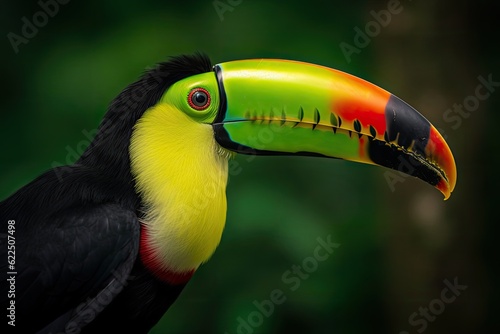 vibrant toucan bird with a striking black and yellow beak. Generative AI