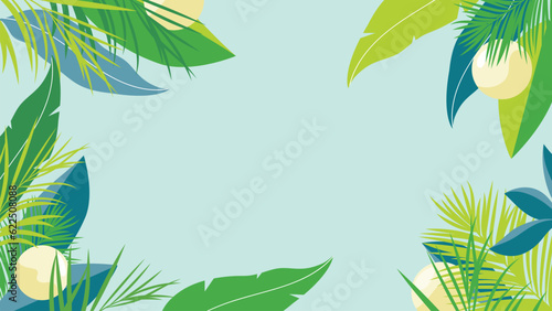 Forest tropical background vector illustration. Jungle plants  monstera  palm leaf  lemon  exotic summertime style. Botanical backdrop design for decoration  wallpaper  product presentation  branding.