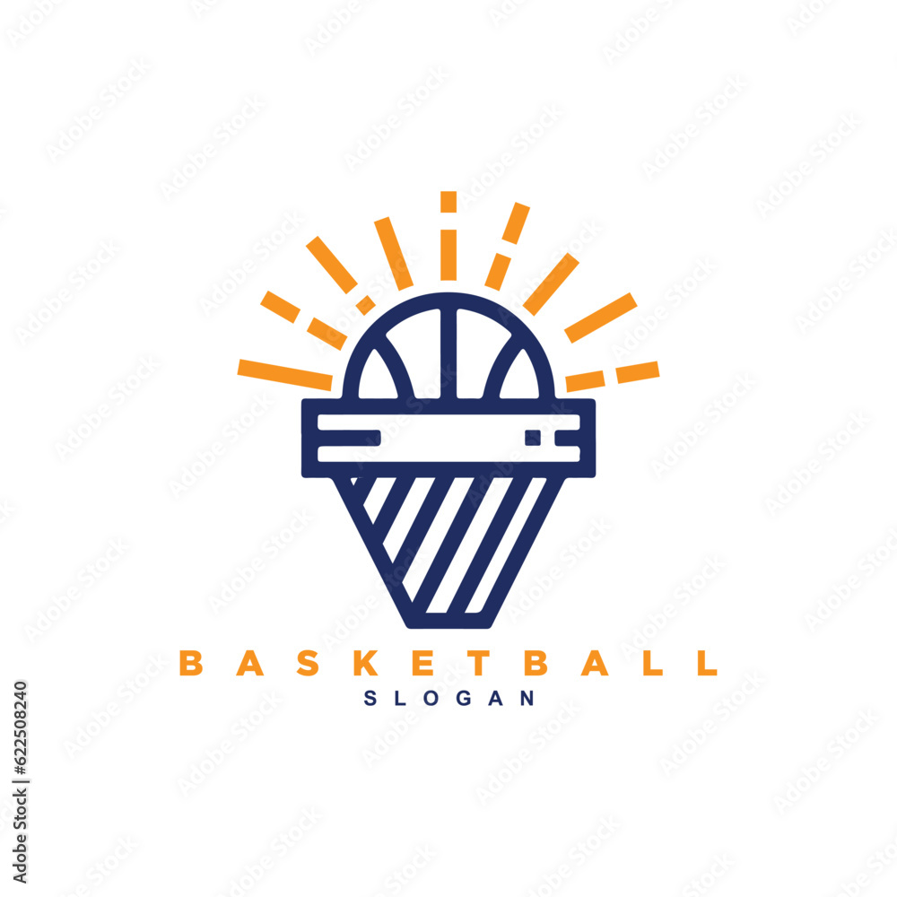 Modern bright basketball sport logo design badge Modern bright basketball sport logo design badge