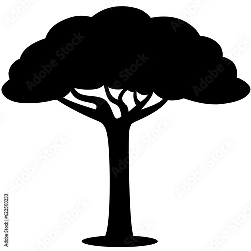 Tree icon vector illustration. Tree silhouette for icon, symbol or sign. Single tree symbol for design about plant, forest, nature, environment and ecology. Simple single icon of plant