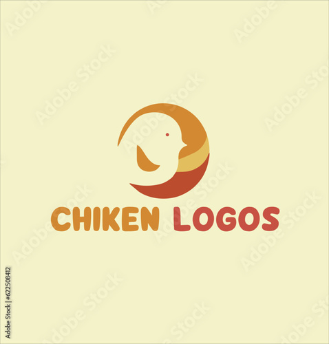chicken flat logo illustration design.