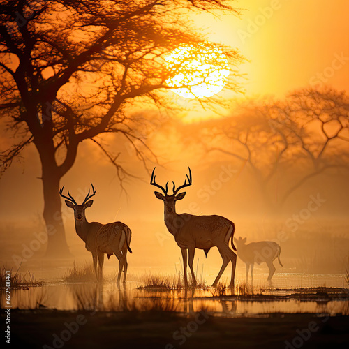 deer in the sunset 
