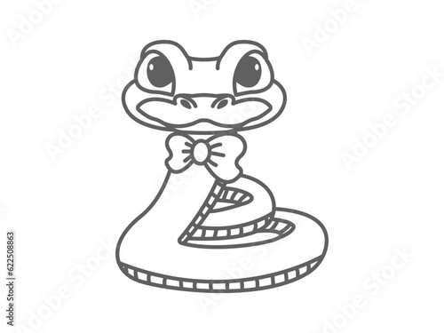 icon illustration of a cute snake wearing a bow tie