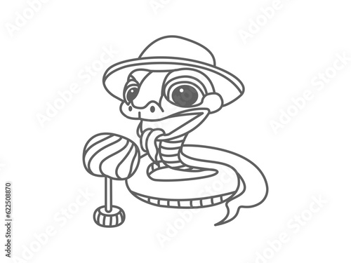 cute snake illustration icon eating candy © kani art