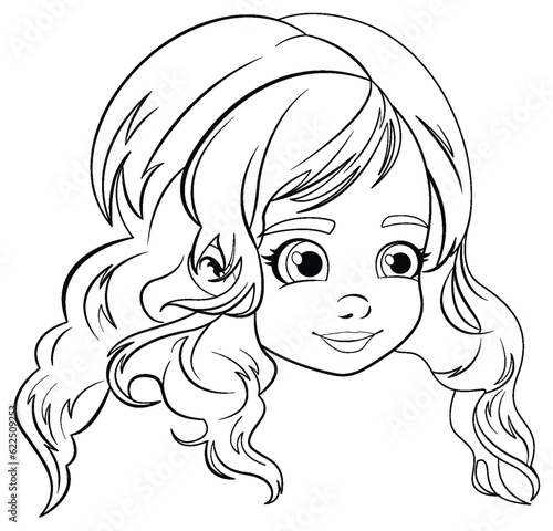 Girl head cartoon isolated