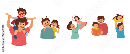 Father and Kids Illustration