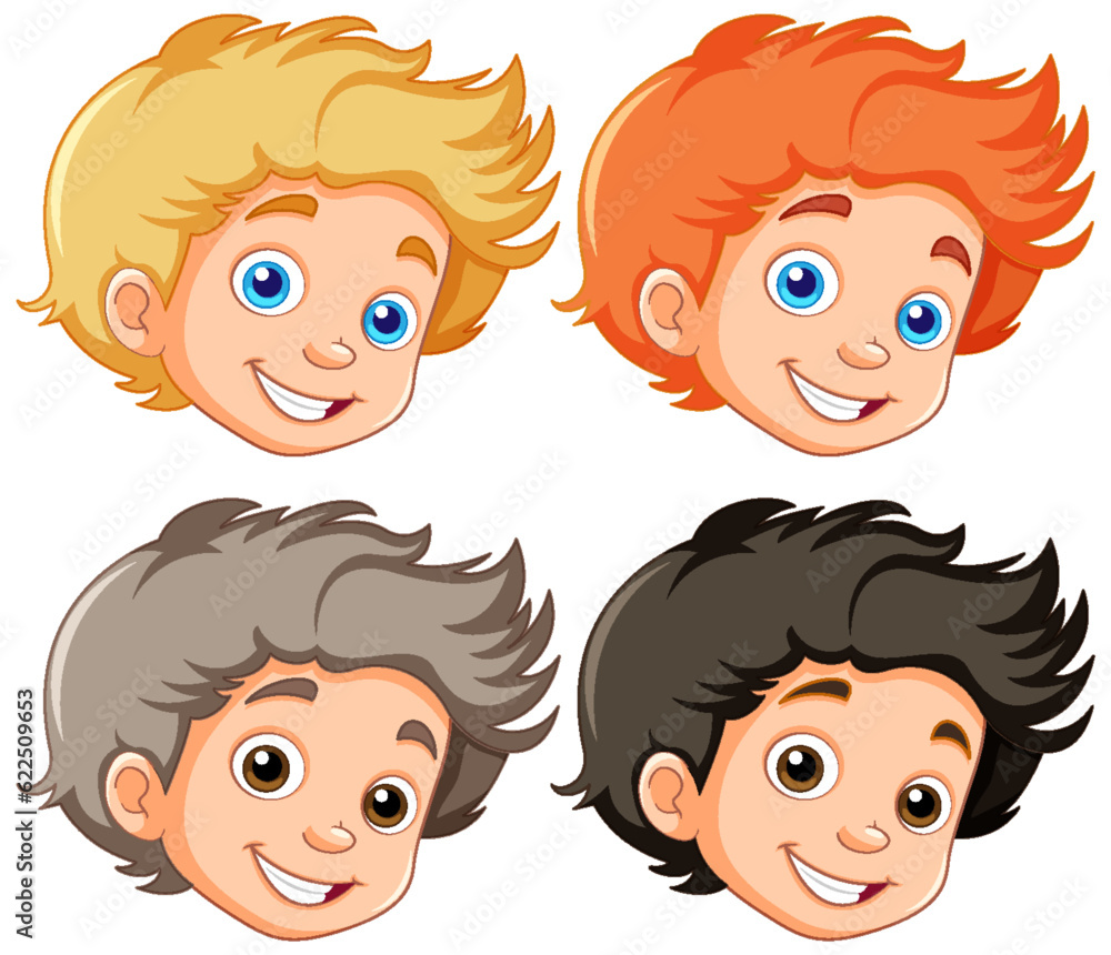 Collection of Different Boys Heads Cartoon Characters Collection of Different Boys Heads Cartoon Characters