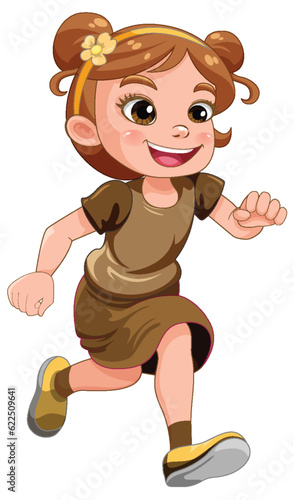 Running girl cartoon character
