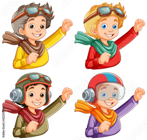 Cute pilot cartoon character
