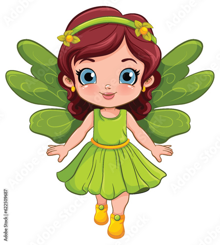 Fairy Girl in Beautiful Dress Vector
