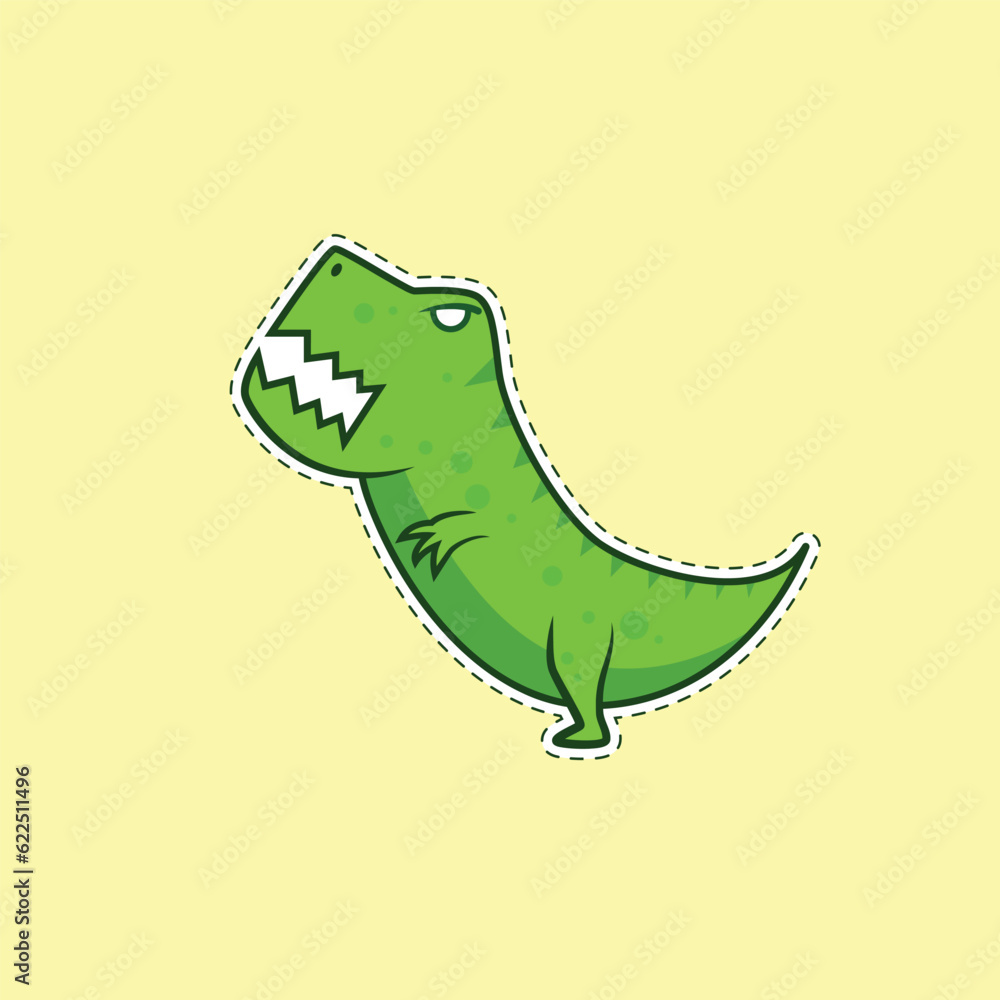 cute dinosaur sticker vector design Stock Vector Adobe Stock