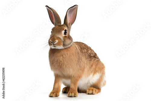 Rabbit isolated on a white background   Studio shot of a brown rabbit  Generative AI