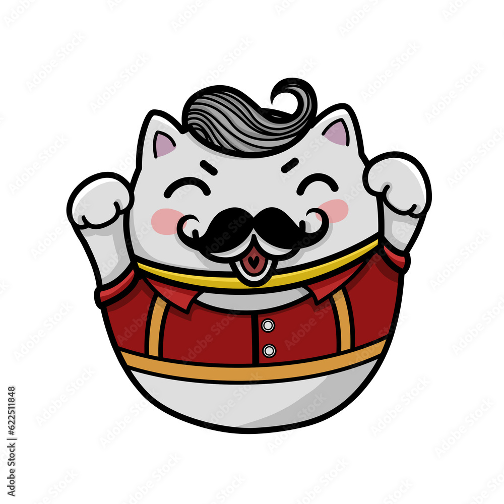 Lucky cat mustache logo style barber shop pattern illustration.
Lucky cat mustache logo style barber shop pattern illustration.