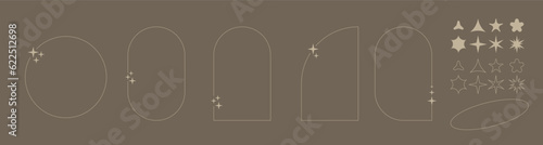 Arch frame aesthetic element, set simple frame and elements, simple aesthetic for you progect, template, poster.