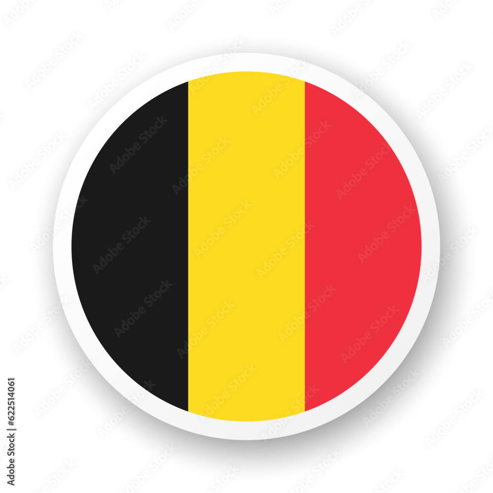 Fototapeta premium Flag of Belgium flat icon. Round vector element with shadow underneath. Best for mobile apps, UI and web design.