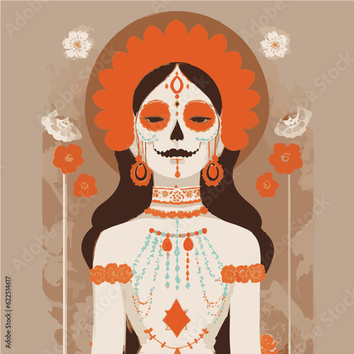 Vector de una catrina con tonos neutrales paleta simple