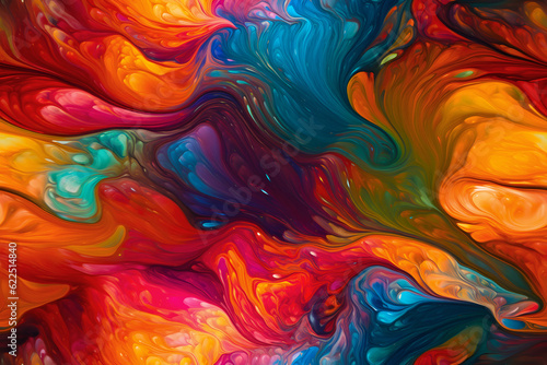 seamless artistic background of colored diffusing turbulent fumes or paint in liquid, neural network generated image