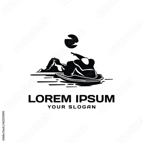 Silhouette jet ski sport logo design illustration