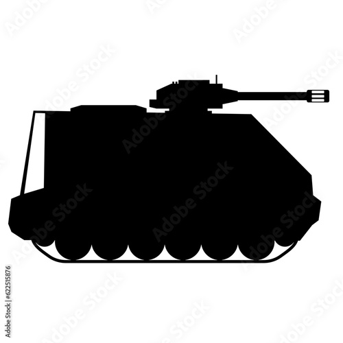 Military vehicle vector illustration. Armored personnel carrier for icon, symbol or sign. Military APC symbol for design about military, war, battlefield, conflict and armored vehicle