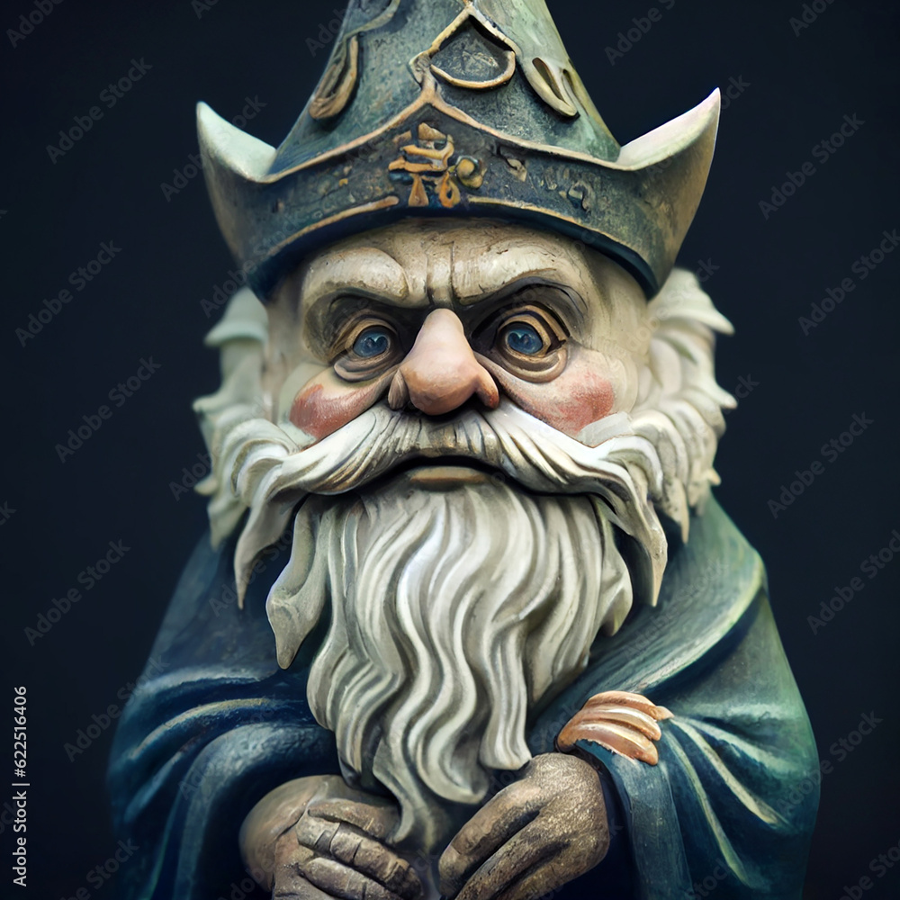 Portrait of a fabulous gnome. Generative AI