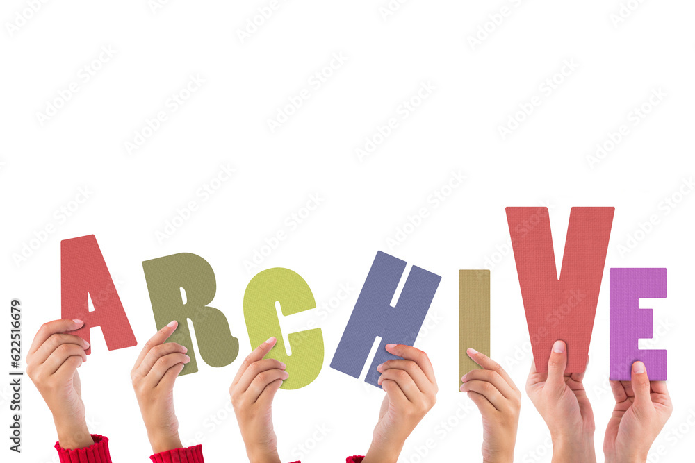 Digital png text of hands holding archive text on transparent background Digital png text of hands holding archive text on transparent background
