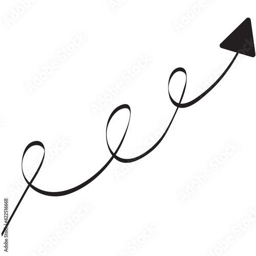 Digital png illustration of black spiral arrow on transparent background