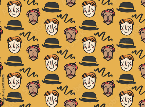 Digital png illustration of faces and hats on transparent background