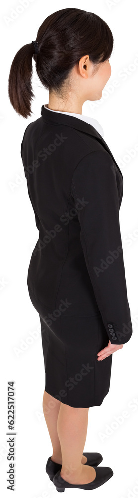Digital png photo of rear view of asian businesswoman on transparent background Digital png photo of rear view of asian businesswoman on transparent background