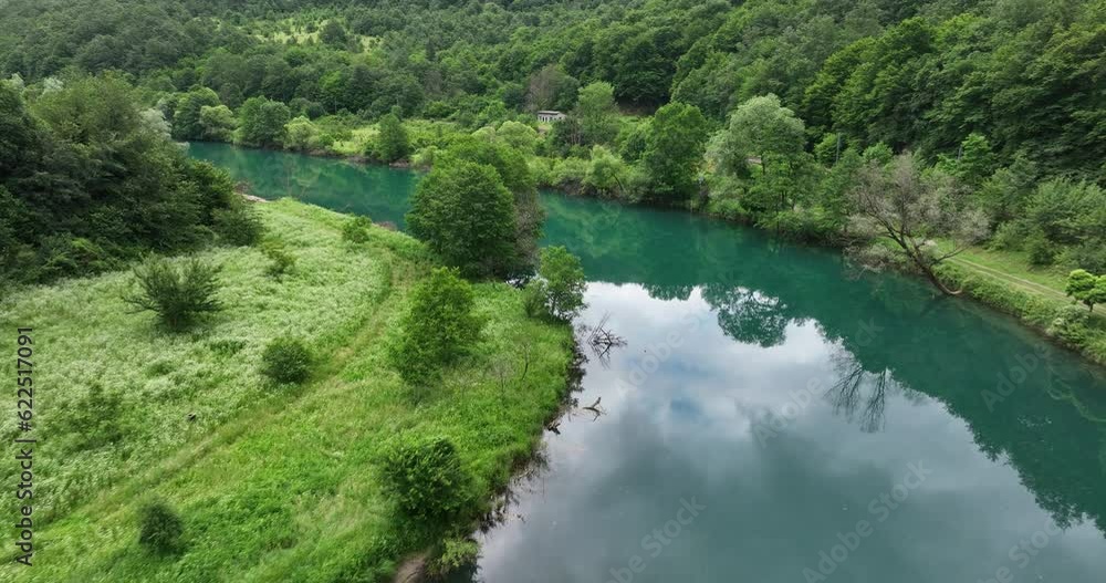 aerial shot of wild river with huge waterfall aerial shot of wild river with huge waterfall