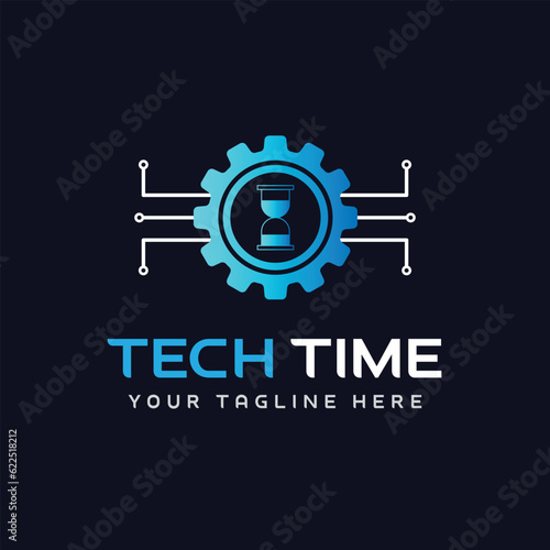 Tech Time logo design vector template