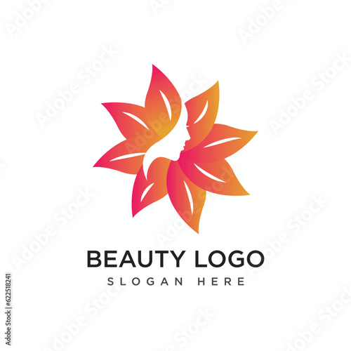 Beauty logo vector design on gradient color.
