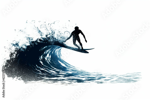 illustration of a person surfing in the waves