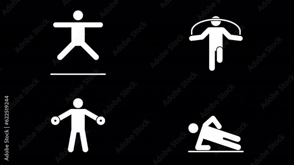 40 Animated Fitness Pictograms is a cool pack that includes lopped animated icons for creating interactive animations. 4K resolution and alpha channel